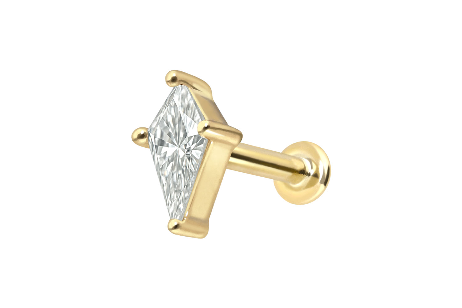 18 Karat Gold Labret Piercing mit Innengewinde DIAMANT-SCHILD